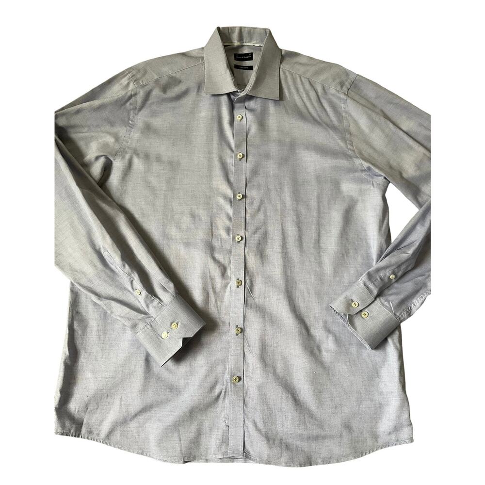 Bruun & Stengade Blue Easy Care Cotton Button Up Shirt Men's Size 17.5/44 | 1-20